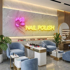 Hands Nail Polish Artwork Led Neon Sign Light, Nail Salon Decoration