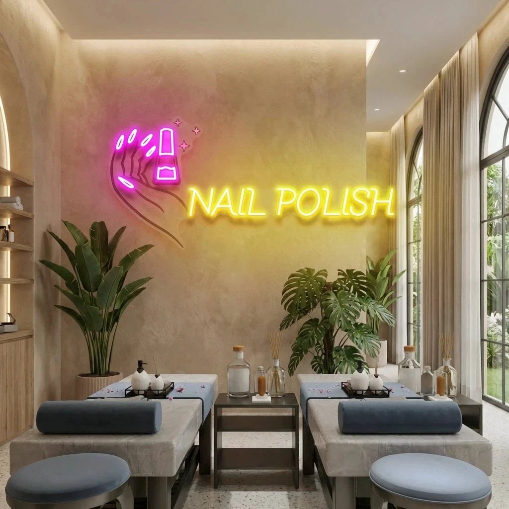 Hands Nail Polish Artwork Led Neon Sign Light, Nail Salon Decoration