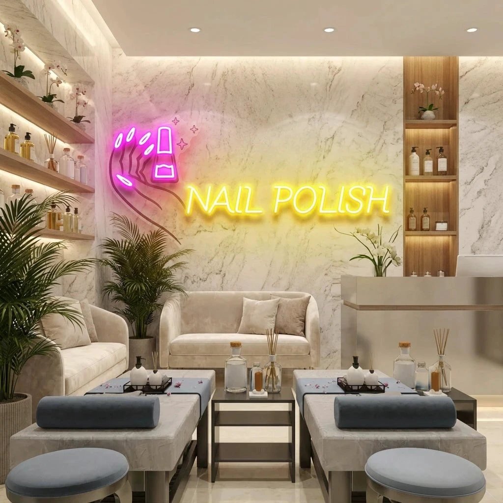Hands Nail Polish Artwork Led Neon Sign Light, Nail Salon Decoration