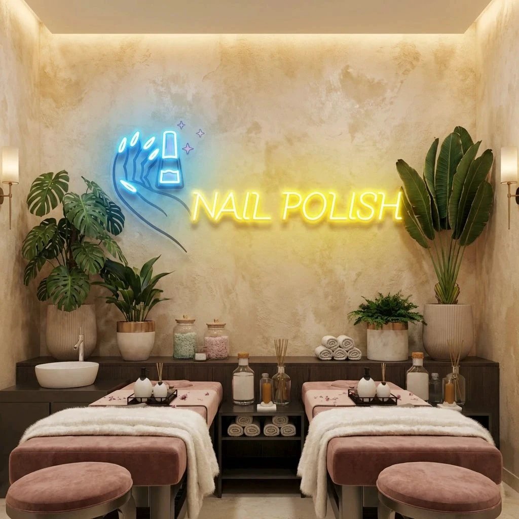 Hands Nail Polish Artwork Led Neon Sign Light, Nail Salon Decoration