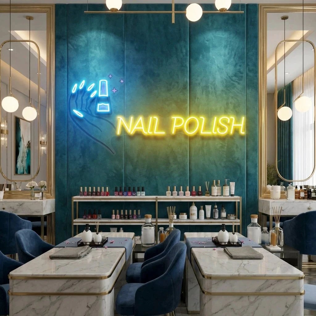 Hands Nail Polish Artwork Led Neon Sign Light, Nail Salon Decoration