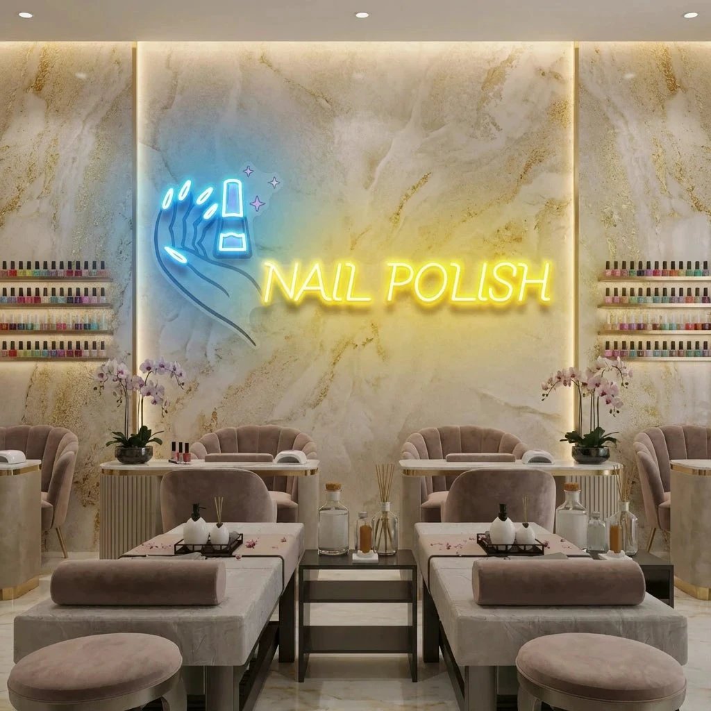 Hands Nail Polish Artwork Led Neon Sign Light, Nail Salon Decoration