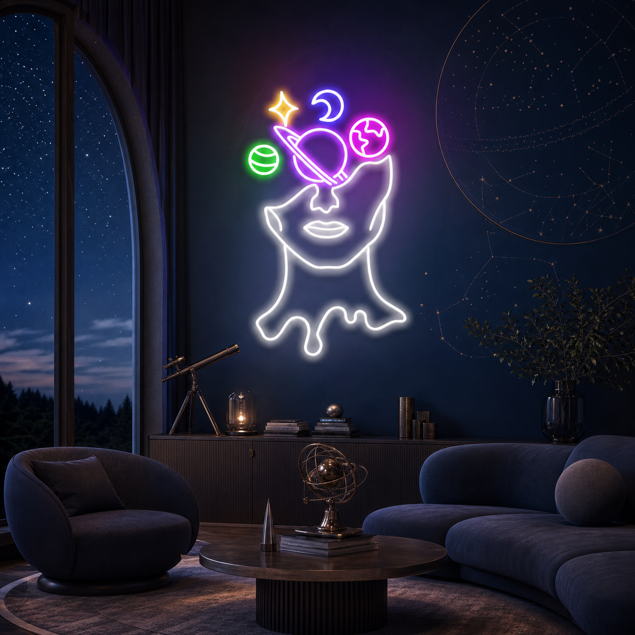 Galaxy Brain Led Neon Sign Light