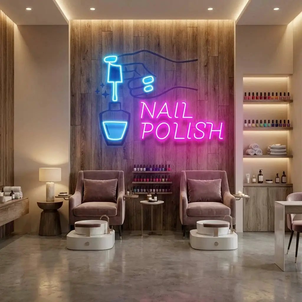 Nail Polish 1 Artwork Led Neon Sign Light, Nail Salon Decoration