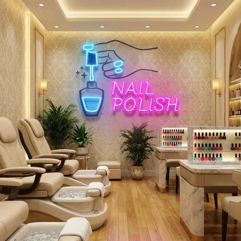 Nail Polish 1 Artwork Led Neon Sign Light, Nail Salon Decoration