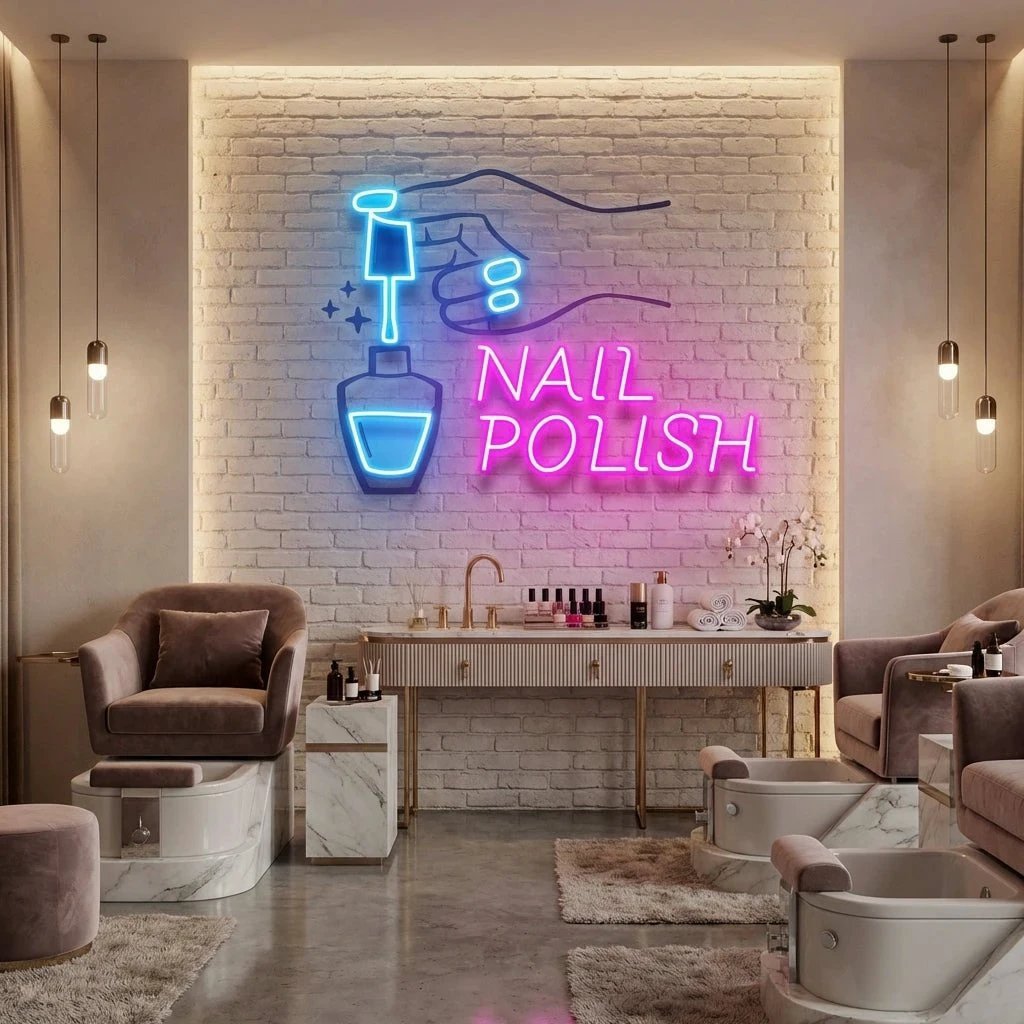Nail Polish 1 Artwork Led Neon Sign Light, Nail Salon Decoration