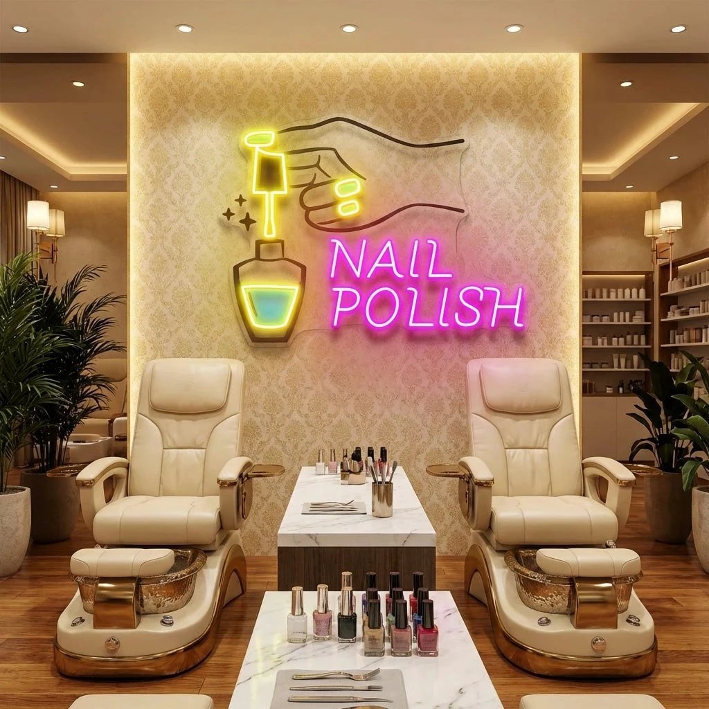 Nail Polish 1 Artwork Led Neon Sign Light, Nail Salon Decoration