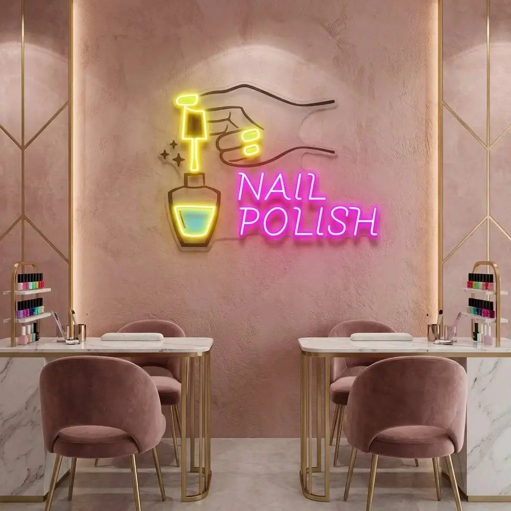 Nail Polish 1 Artwork Led Neon Sign Light, Nail Salon Decoration