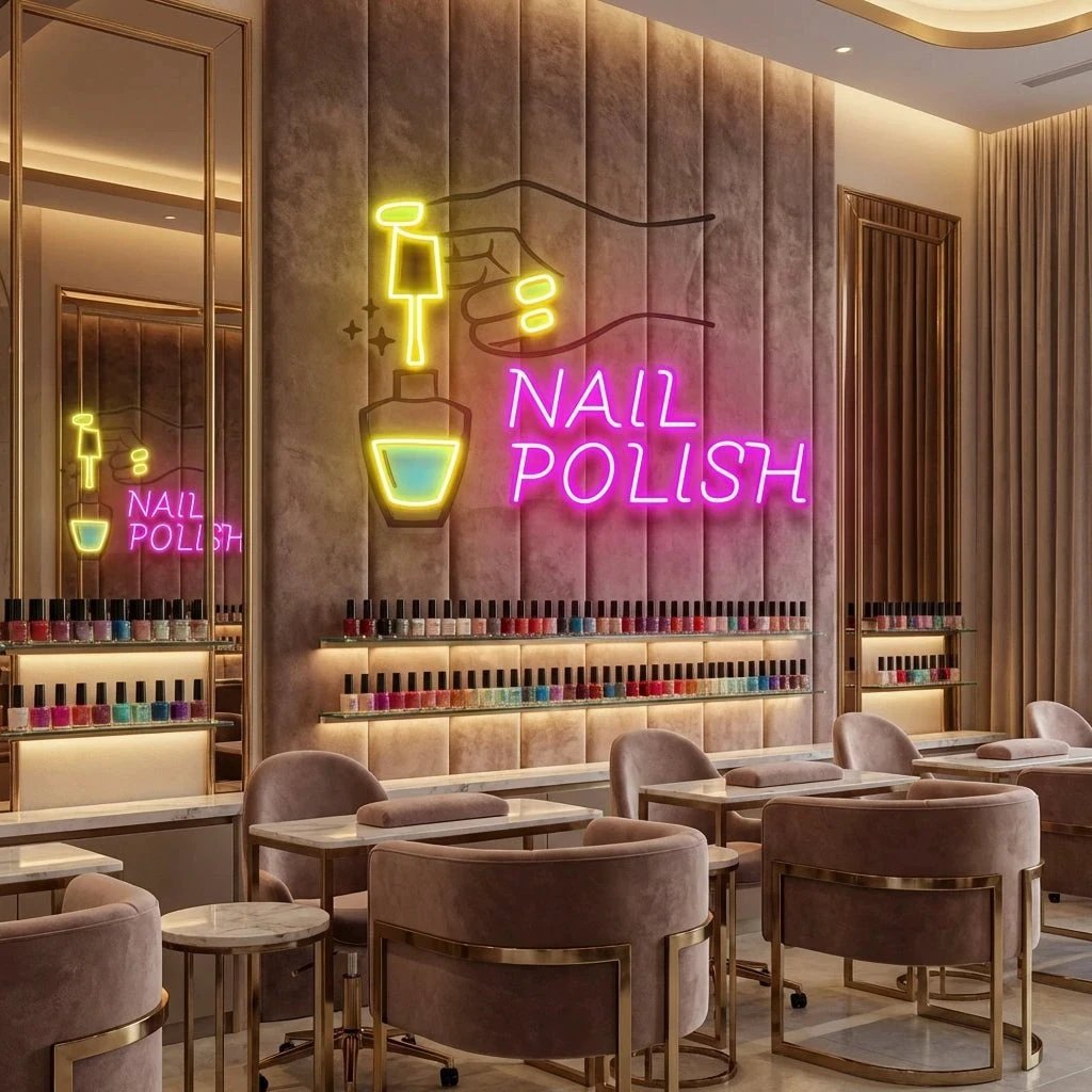 Nail Polish 1 Artwork Led Neon Sign Light, Nail Salon Decoration