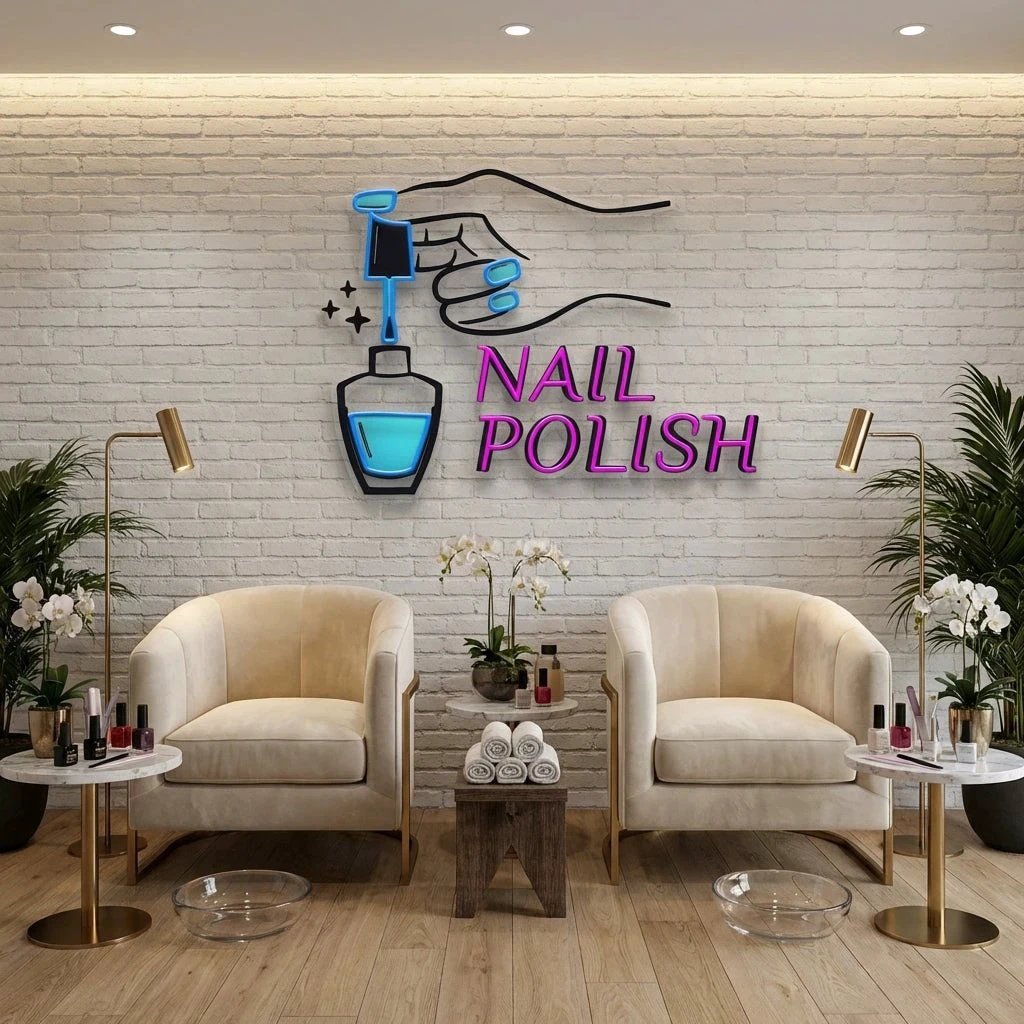 Nail Polish 1 Artwork Led Neon Sign Light, Nail Salon Decoration