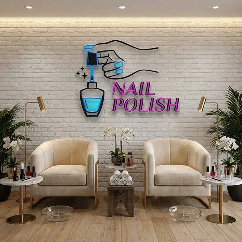 Nail Polish 1 Artwork Led Neon Sign Light, Nail Salon Decoration