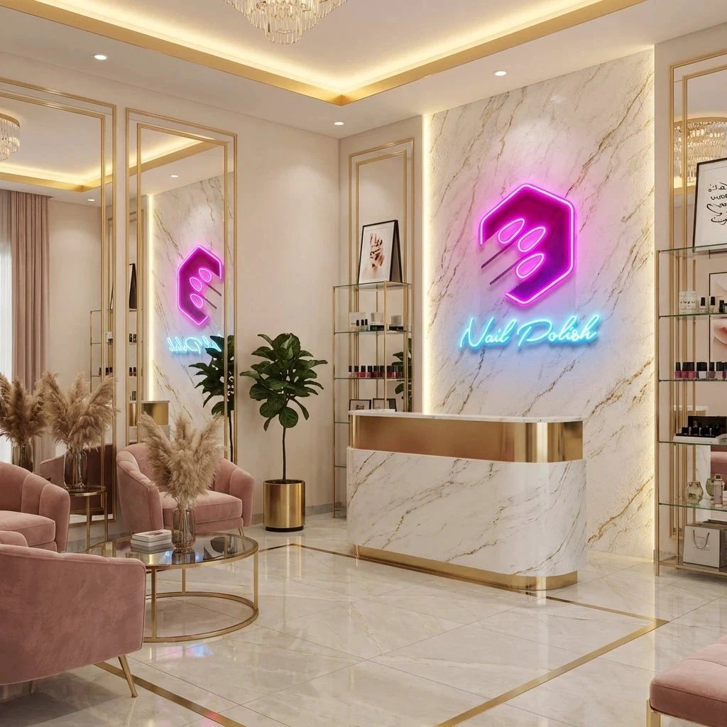 Nail Polish Artwork Led Neon Sign Light, Nail Salon Decoration