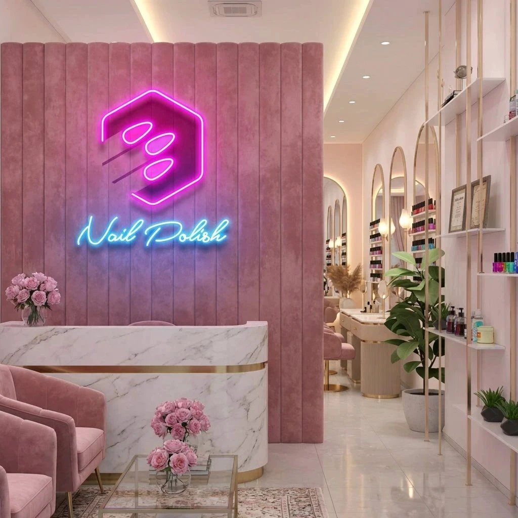 Nail Polish Artwork Led Neon Sign Light, Nail Salon Decoration