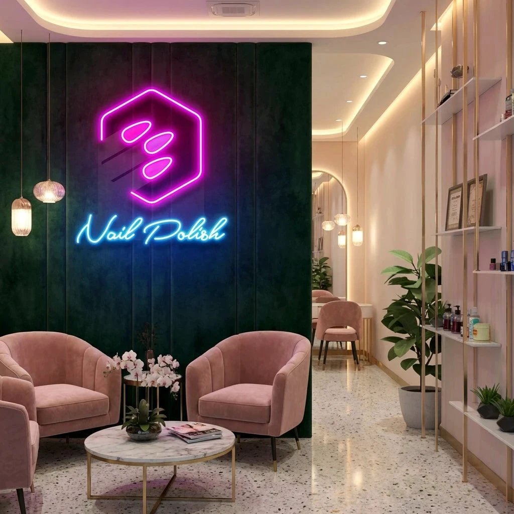 Nail Polish Artwork Led Neon Sign Light, Nail Salon Decoration