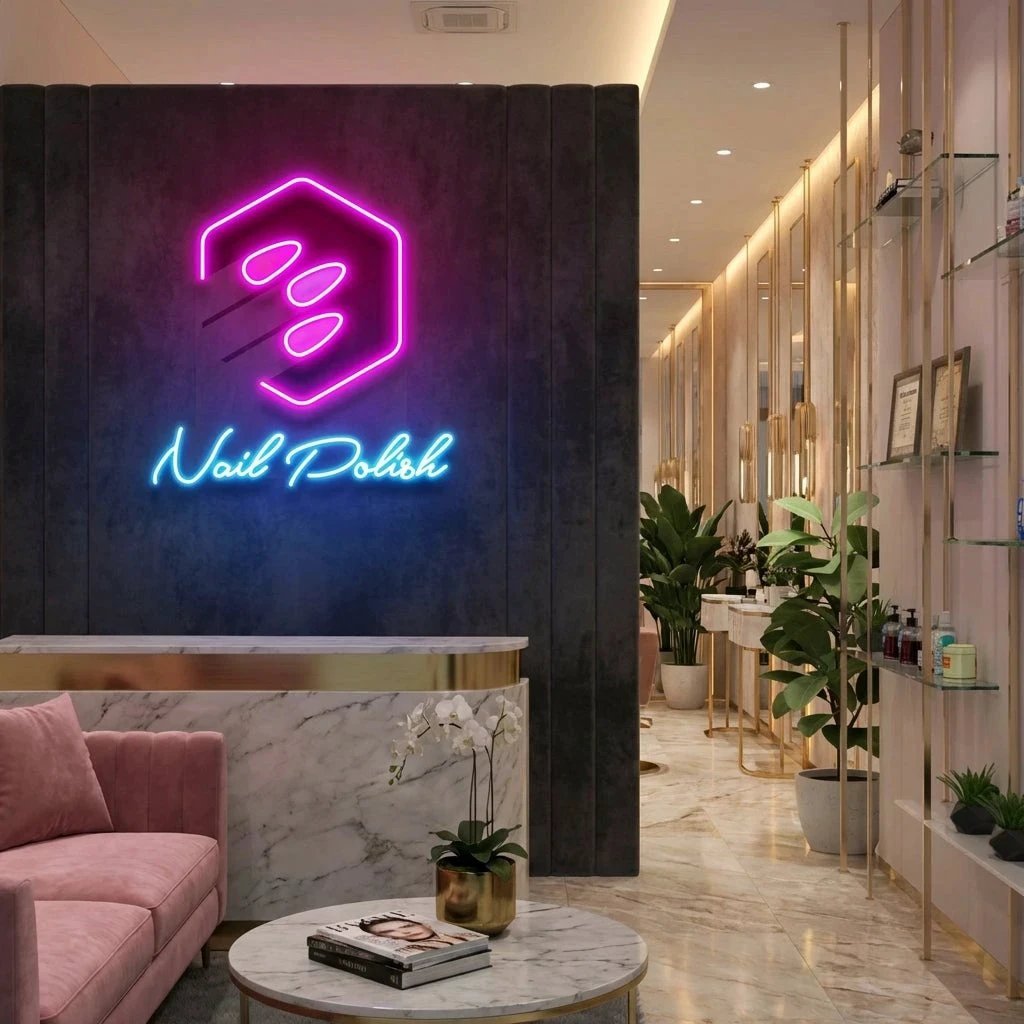Nail Polish Artwork Led Neon Sign Light, Nail Salon Decoration