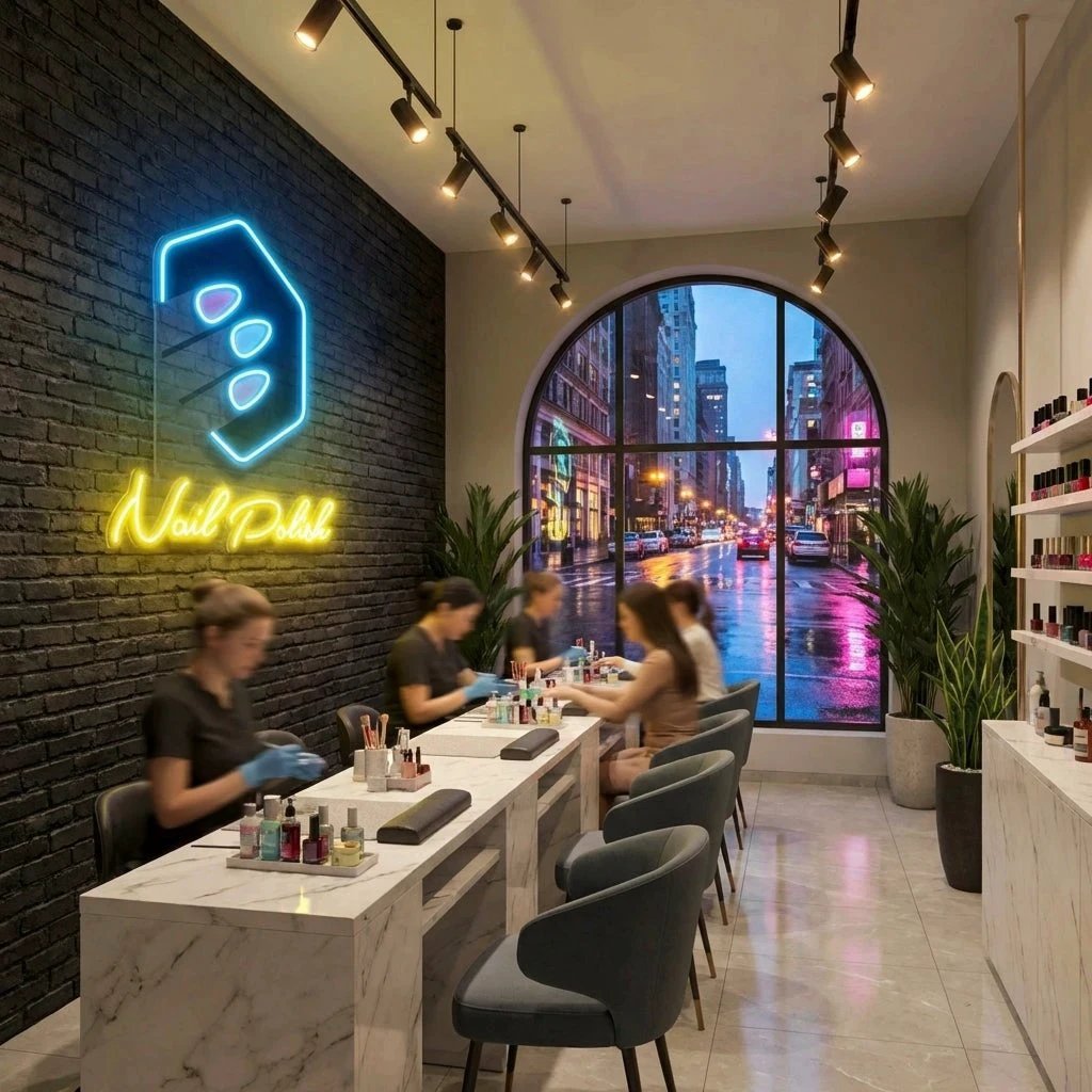 Nail Polish Artwork Led Neon Sign Light, Nail Salon Decoration