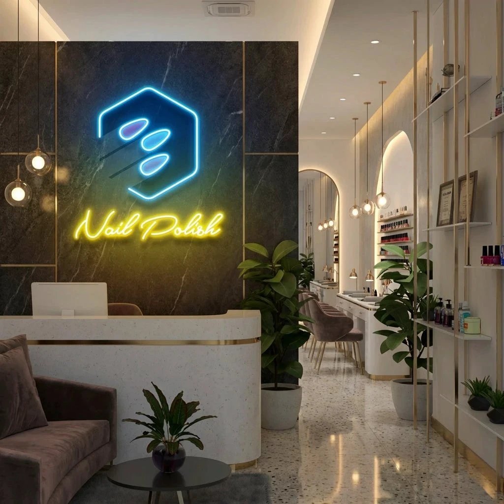 Nail Polish Artwork Led Neon Sign Light, Nail Salon Decoration
