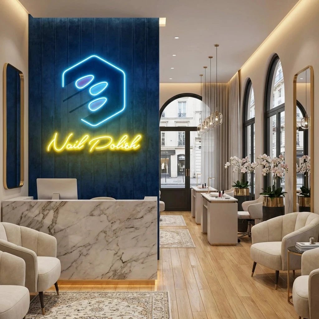 Nail Polish Artwork Led Neon Sign Light, Nail Salon Decoration