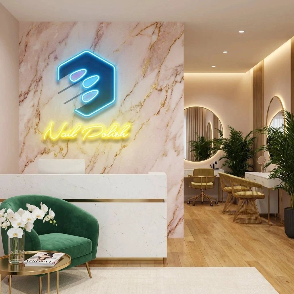 Nail Polish Artwork Led Neon Sign Light, Nail Salon Decoration