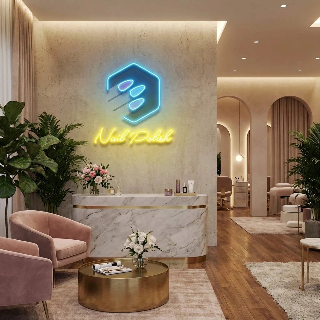 Nail Polish Artwork Led Neon Sign Light, Nail Salon Decoration