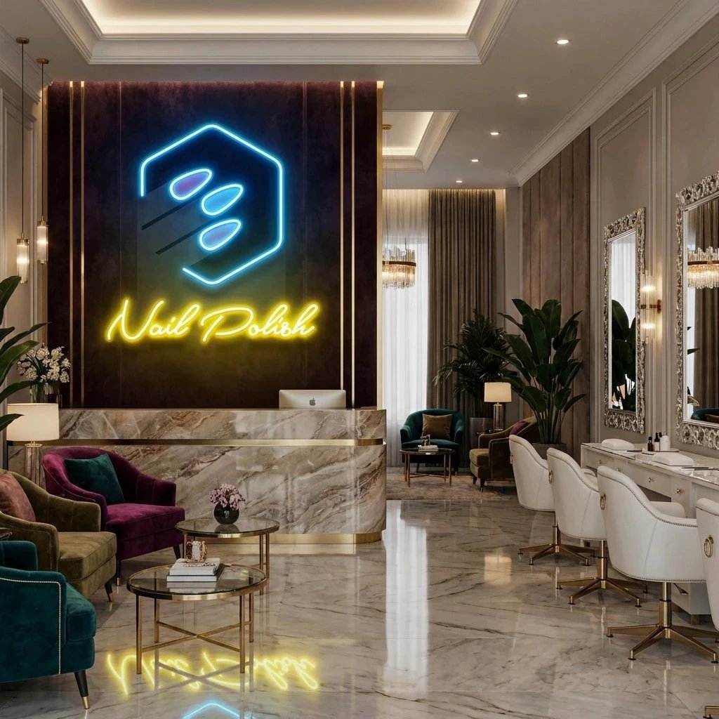 Nail Polish Artwork Led Neon Sign Light, Nail Salon Decoration