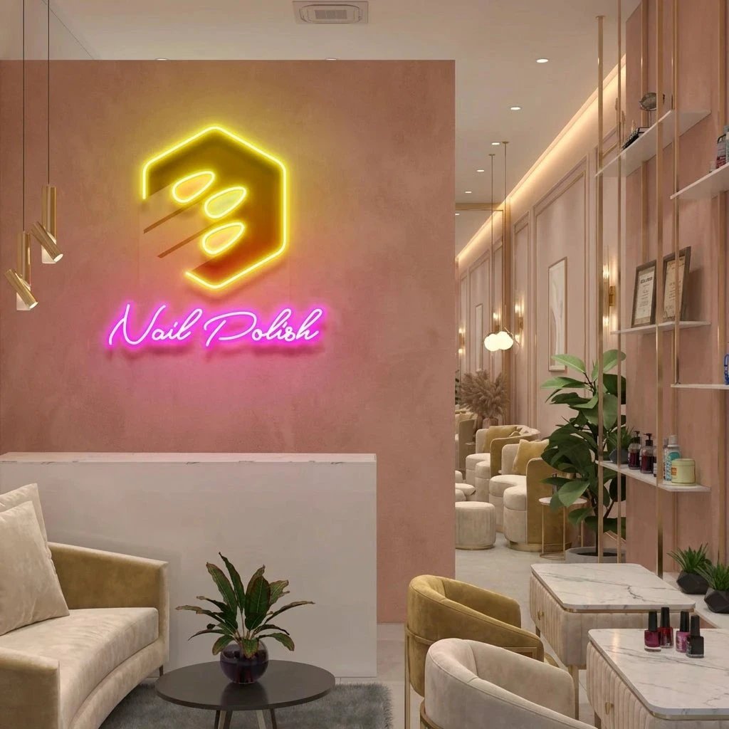 Nail Polish Artwork Led Neon Sign Light, Nail Salon Decoration