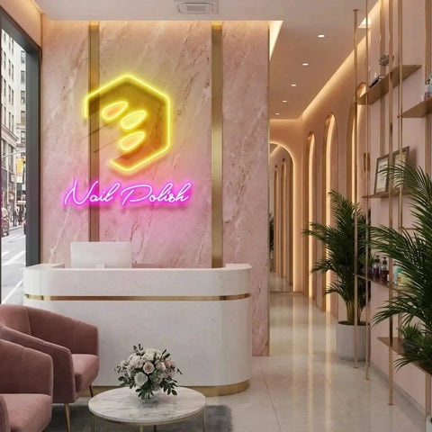 Nail Polish Artwork Led Neon Sign Light, Nail Salon Decoration