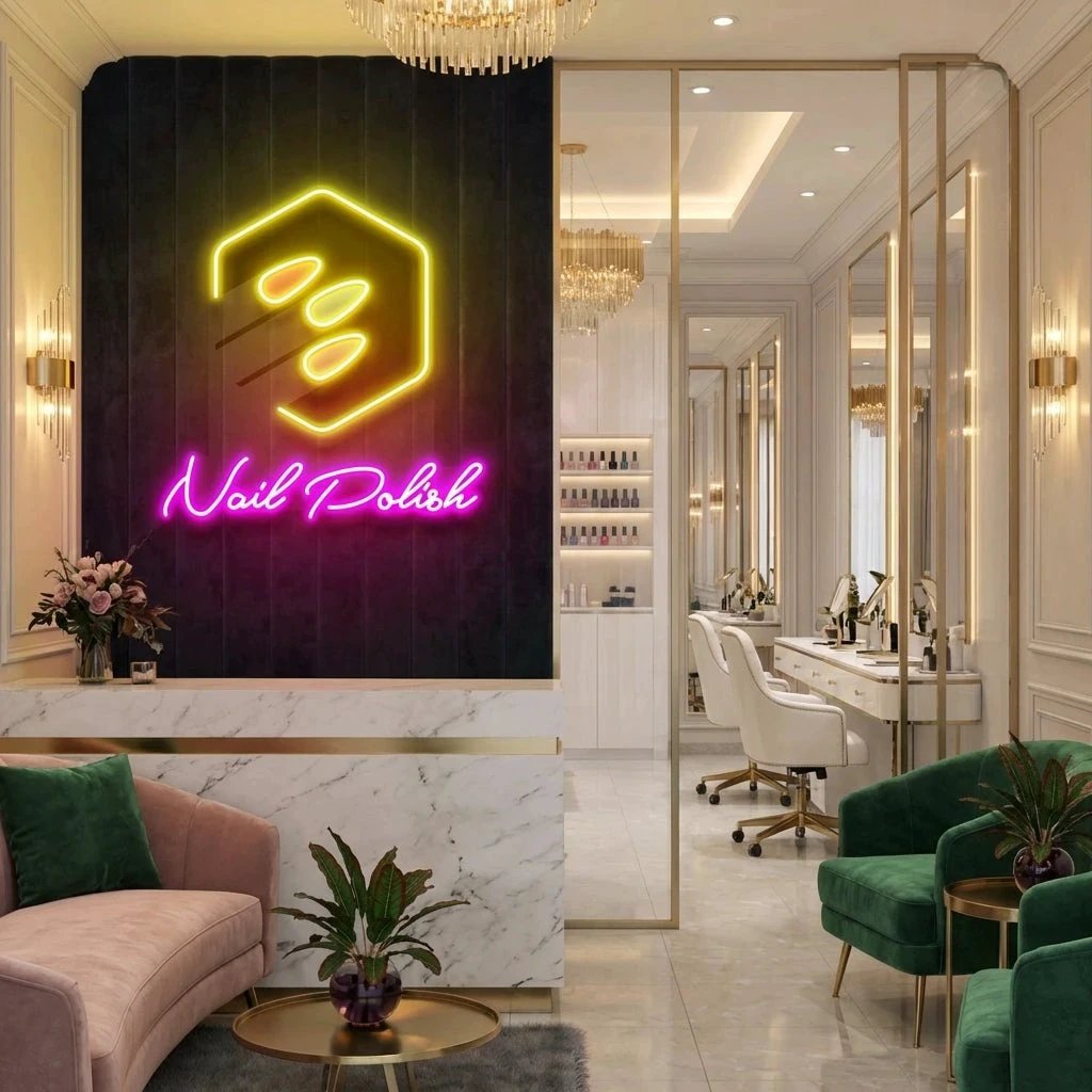 Nail Polish Artwork Led Neon Sign Light, Nail Salon Decoration