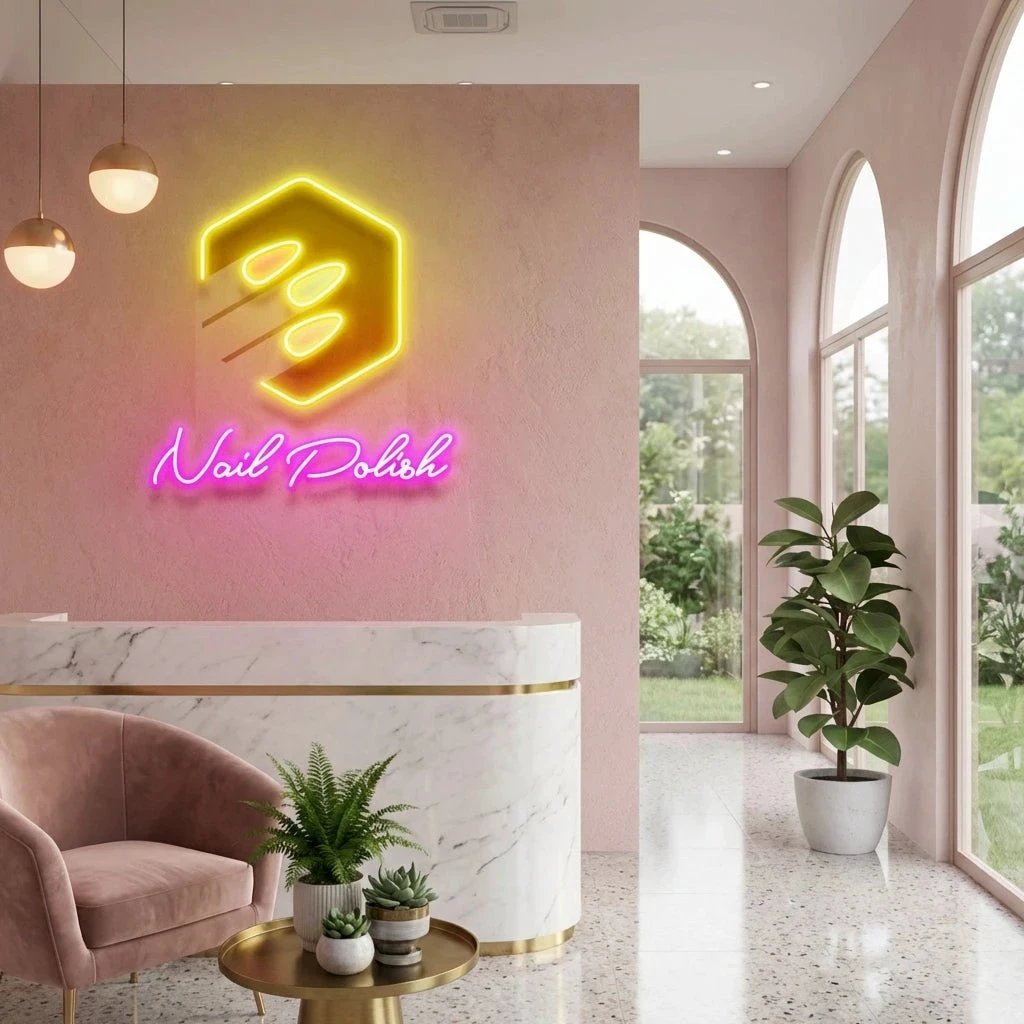 Nail Polish Artwork Led Neon Sign Light, Nail Salon Decoration