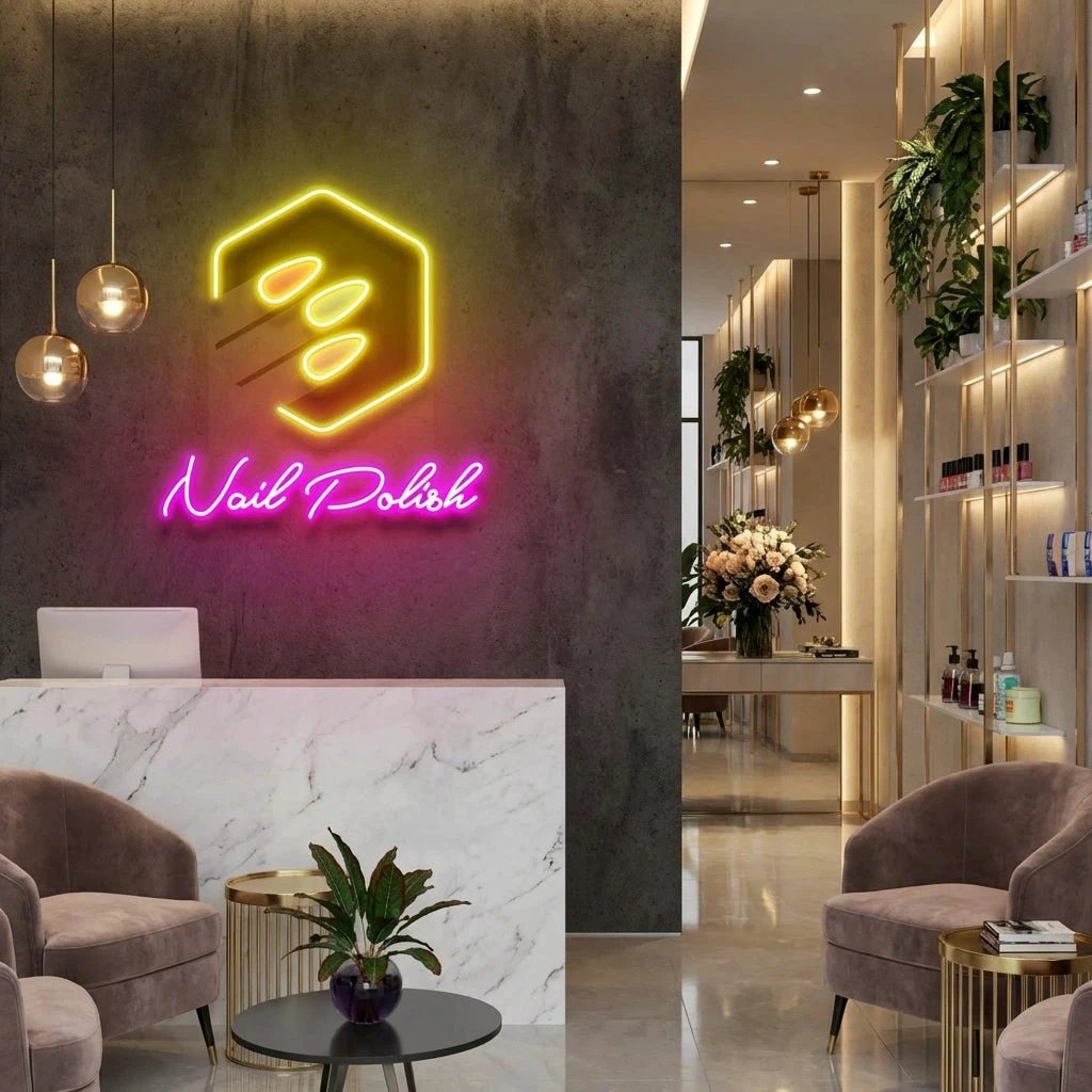 Nail Polish Artwork Led Neon Sign Light, Nail Salon Decoration