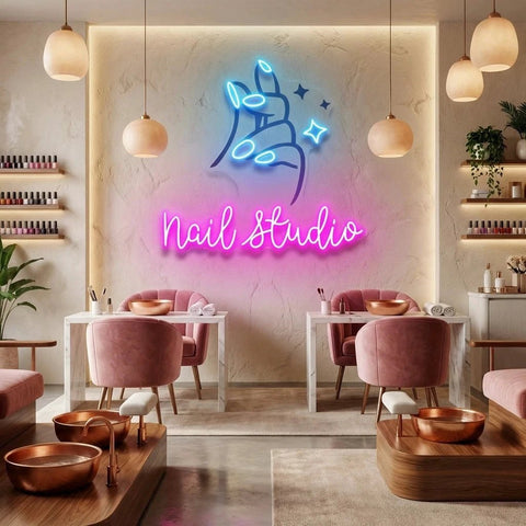 Nail Studio 2 Artwork Led Neon Sign Light, Nail Salon Decoration