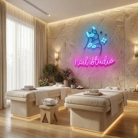 Nail Studio 2 Artwork Led Neon Sign Light, Nail Salon Decoration