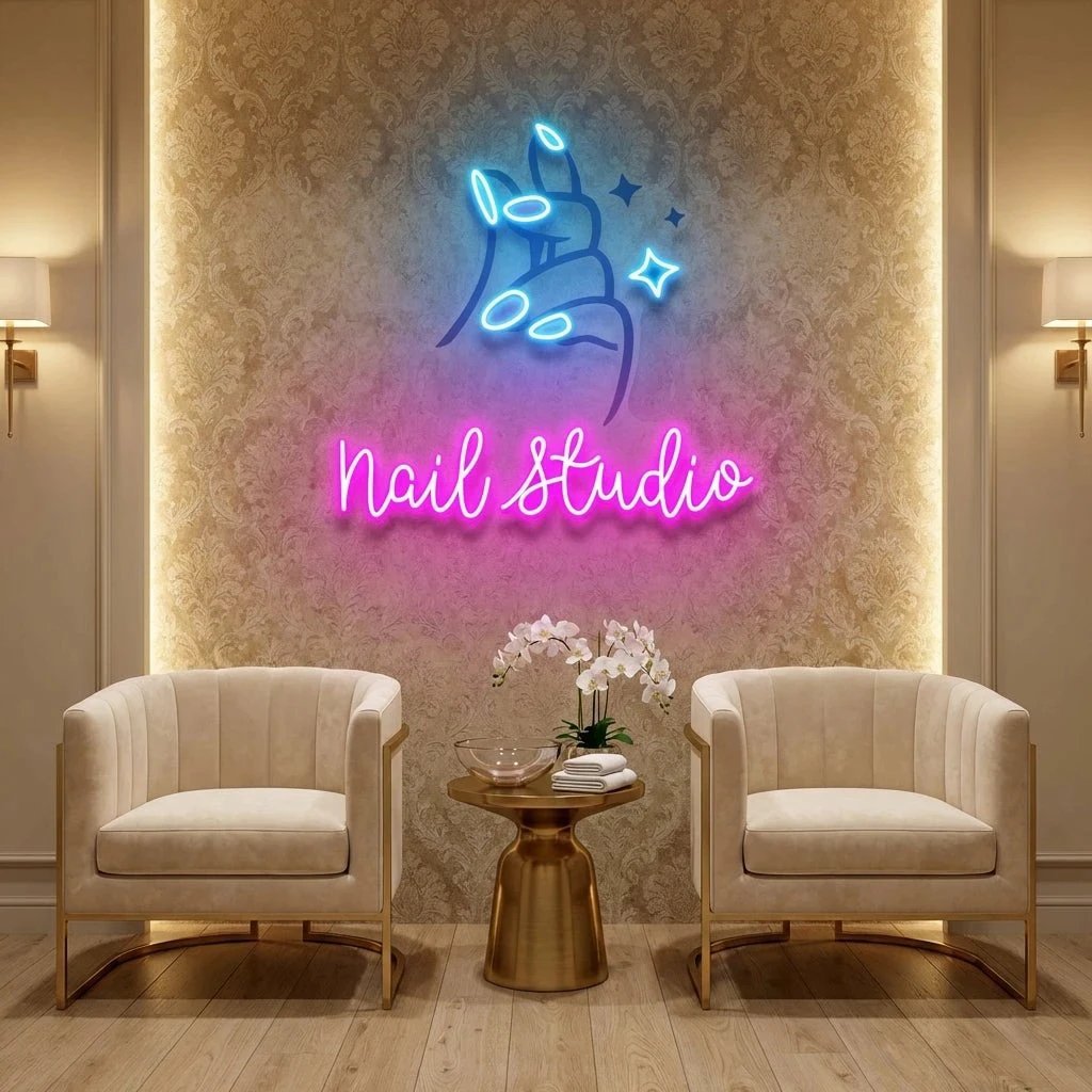 Nail Studio 2 Artwork Led Neon Sign Light, Nail Salon Decoration