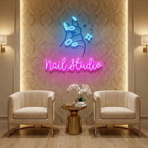 Nail Studio 2 Artwork Led Neon Sign Light, Nail Salon Decoration