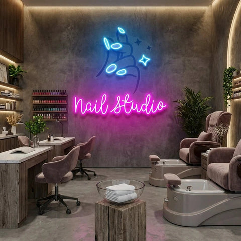 Nail Studio 2 Artwork Led Neon Sign Light, Nail Salon Decoration