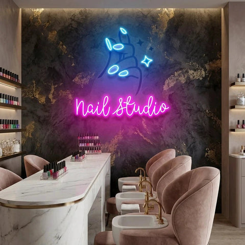 Nail Studio 2 Artwork Led Neon Sign Light, Nail Salon Decoration