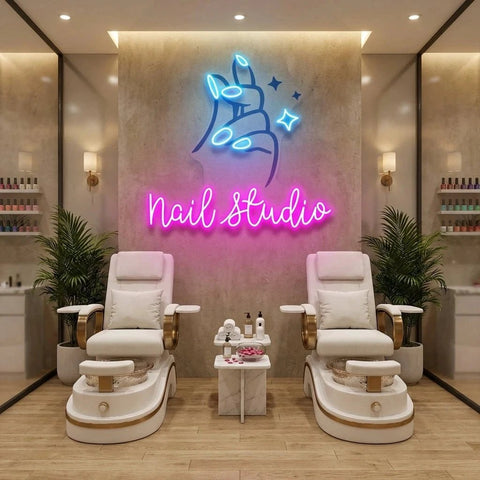 Nail Studio 2 Artwork Led Neon Sign Light, Nail Salon Decoration