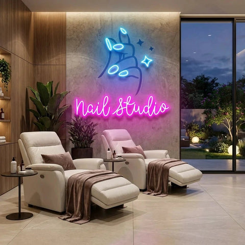 Nail Studio 2 Artwork Led Neon Sign Light, Nail Salon Decoration