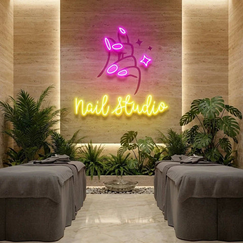 Nail Studio 2 Artwork Led Neon Sign Light, Nail Salon Decoration