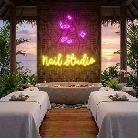 Nail Studio 2 Artwork Led Neon Sign Light, Nail Salon Decoration