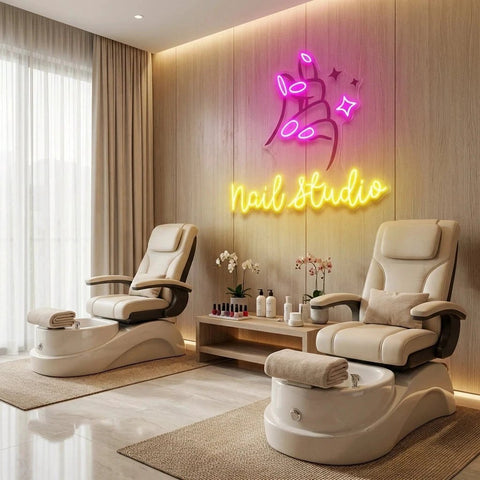 Nail Studio 2 Artwork Led Neon Sign Light, Nail Salon Decoration