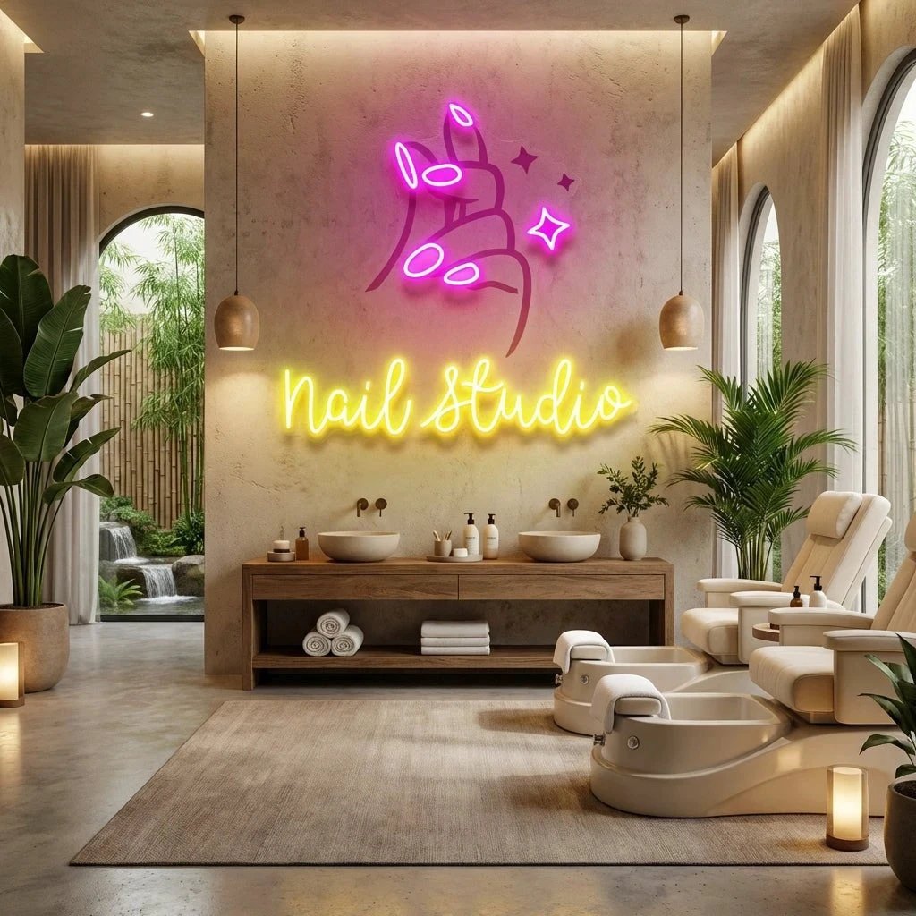 Nail Studio 2 Artwork Led Neon Sign Light, Nail Salon Decoration