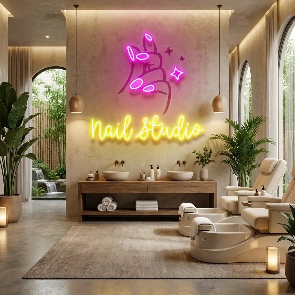 Nail Studio 2 Artwork Led Neon Sign Light, Nail Salon Decoration
