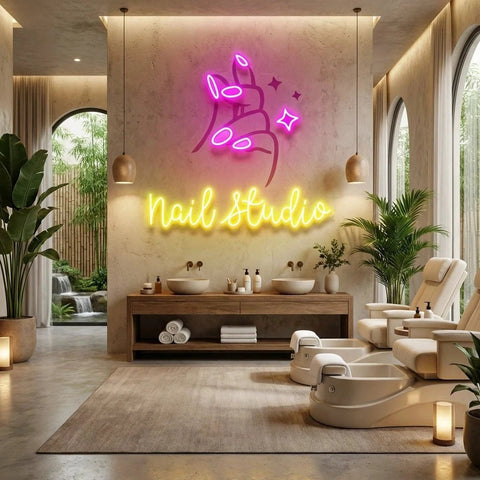 Nail Studio 2 Artwork Led Neon Sign Light, Nail Salon Decoration
