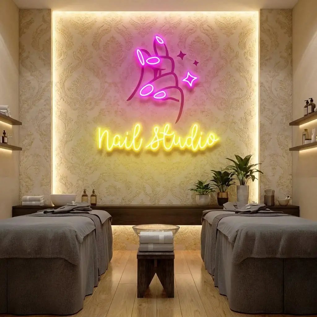 Nail Studio 2 Artwork Led Neon Sign Light, Nail Salon Decoration
