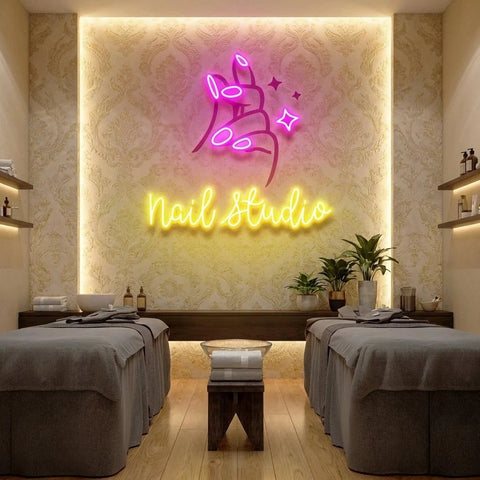 Nail Studio 2 Artwork Led Neon Sign Light, Nail Salon Decoration
