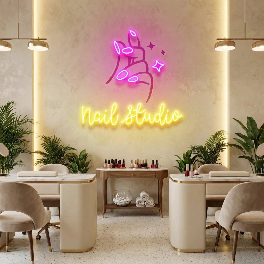 Nail Studio 2 Artwork Led Neon Sign Light, Nail Salon Decoration