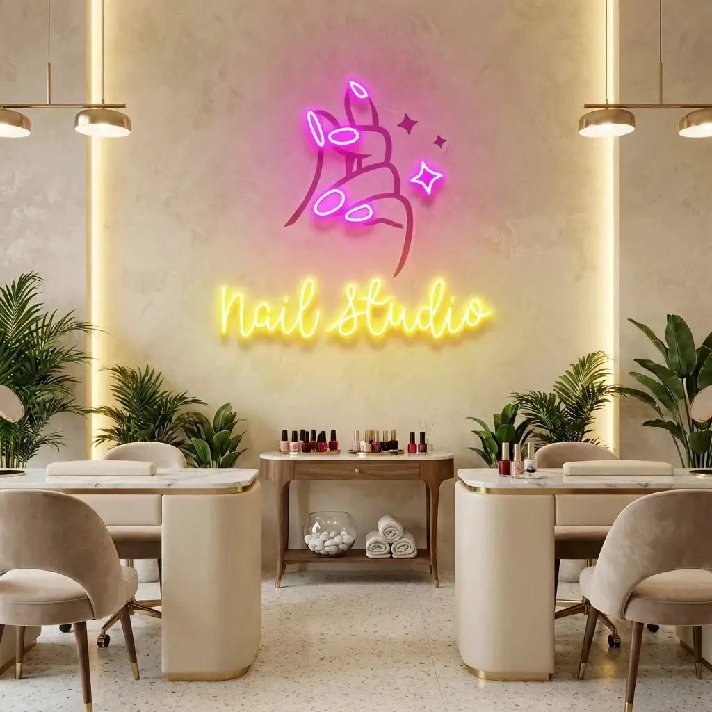 Nail Studio 2 Artwork Led Neon Sign Light, Nail Salon Decoration