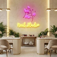 Nail Studio 2 Artwork Led Neon Sign Light, Nail Salon Decoration