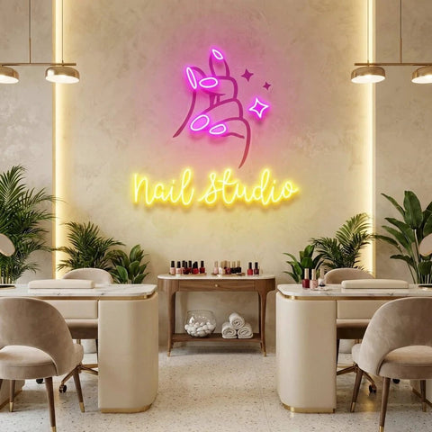 Nail Studio 2 Artwork Led Neon Sign Light, Nail Salon Decoration